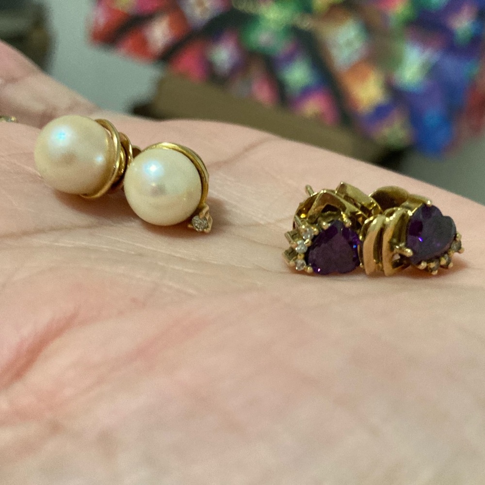 2 pairs of 14k solid gold earrings